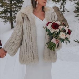 White/tan fur coat